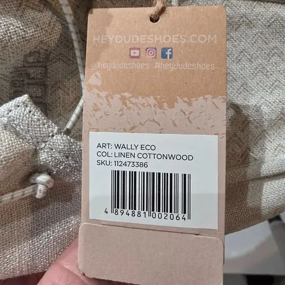 Hey Dude Wally Eco Linen Cottonwood Casual Shoes Men's Loafers - US 10 NWT - Picture 5 of 10